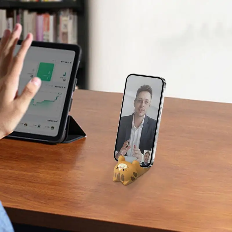 Support de téléphone en résine de dessin animé chat, support de téléphone intelligent S6, ornements d'artisanat mignons, support de téléphone créatif pour téléphones portables, décoration d'intérieur