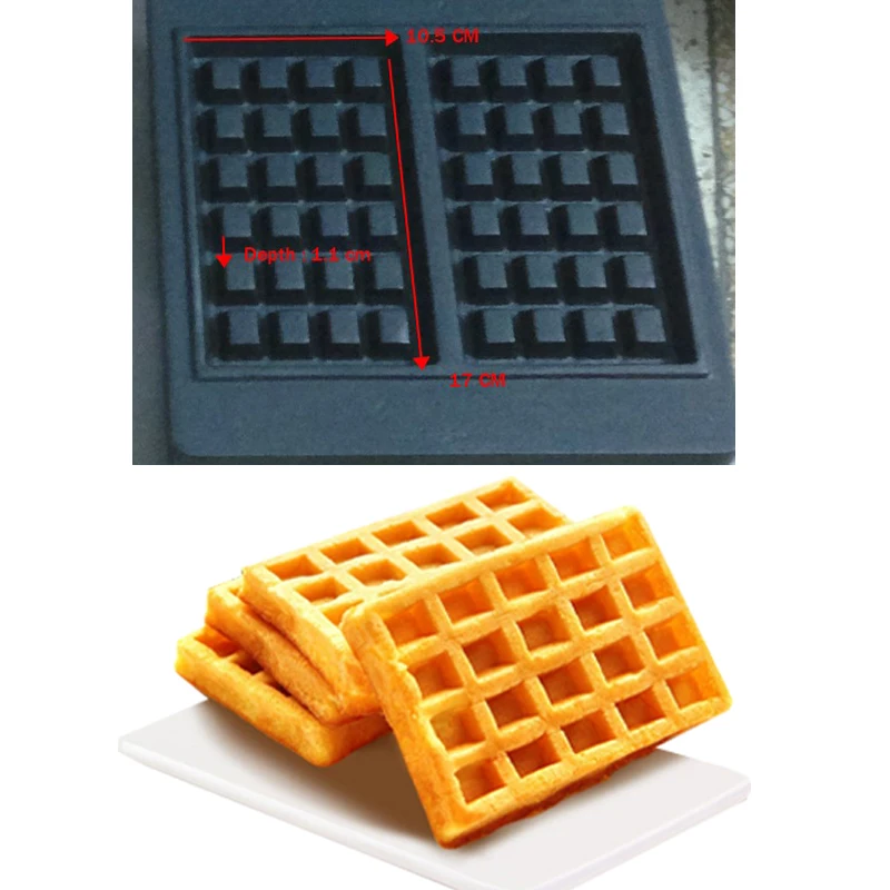 Electric 110v 220v 2 Pcs Belgium Waffle Maker Commercial Waffle Machine Square Muffin Stick Waffle Making Machine Non-Stick