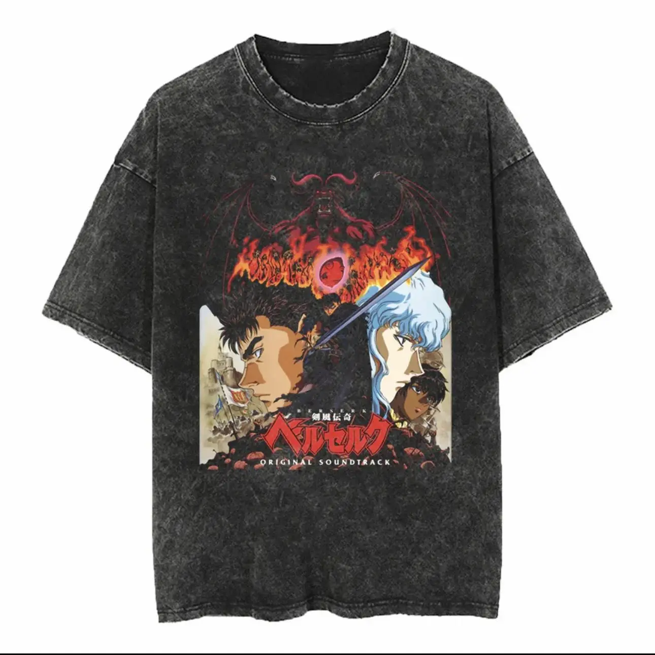 Berserk Graphic T Shirt Manga Guts Griffith Print T-shirt Vintage Washed Streetwear Men Women Clothes Pure Cotton Soft Tee Shirt