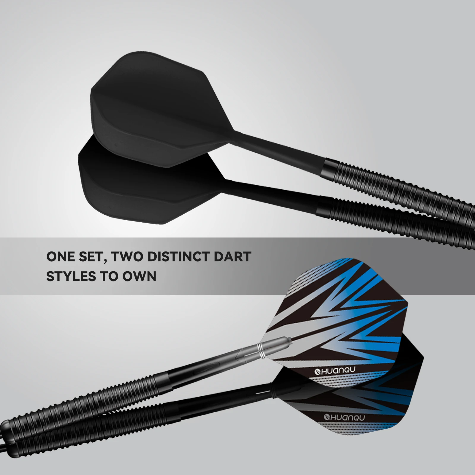 HUANQU 6pcs 20g Iron Dart Set with Knurled Grip Barrel Black White Flights Steel Tip Darts for Training Game Party