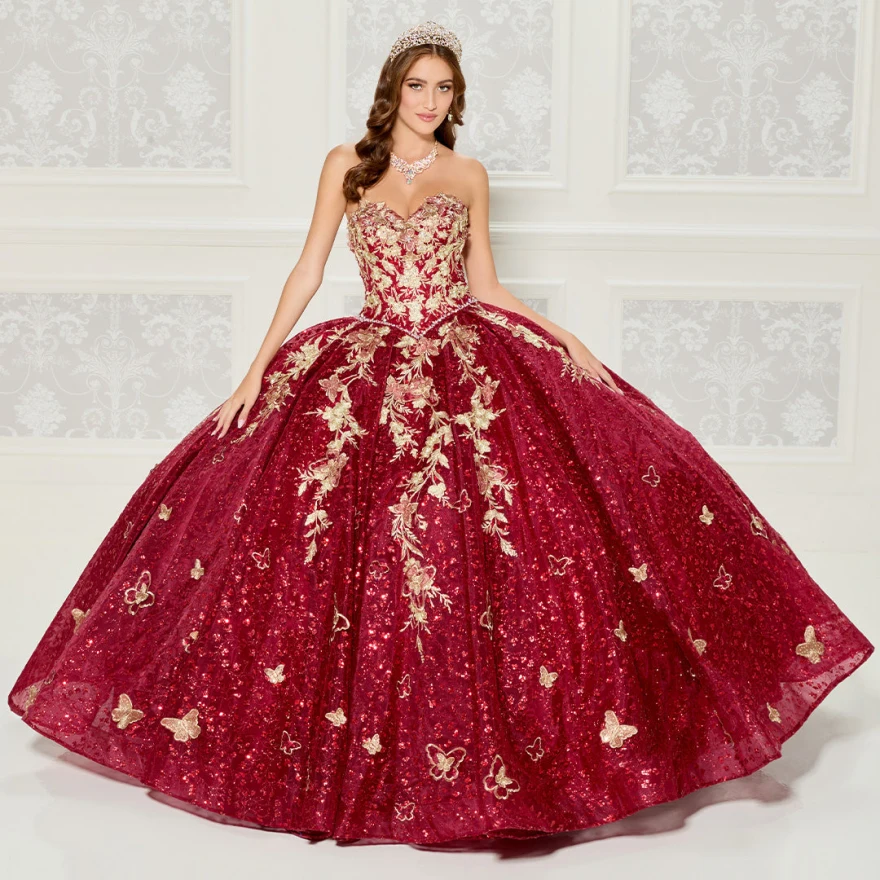 Customized Burgundy Quinceanera Dresses Embroidery Ball Gown Sweetheart Lace Beading Party Princess Sweet 16 Party Dress YQD22