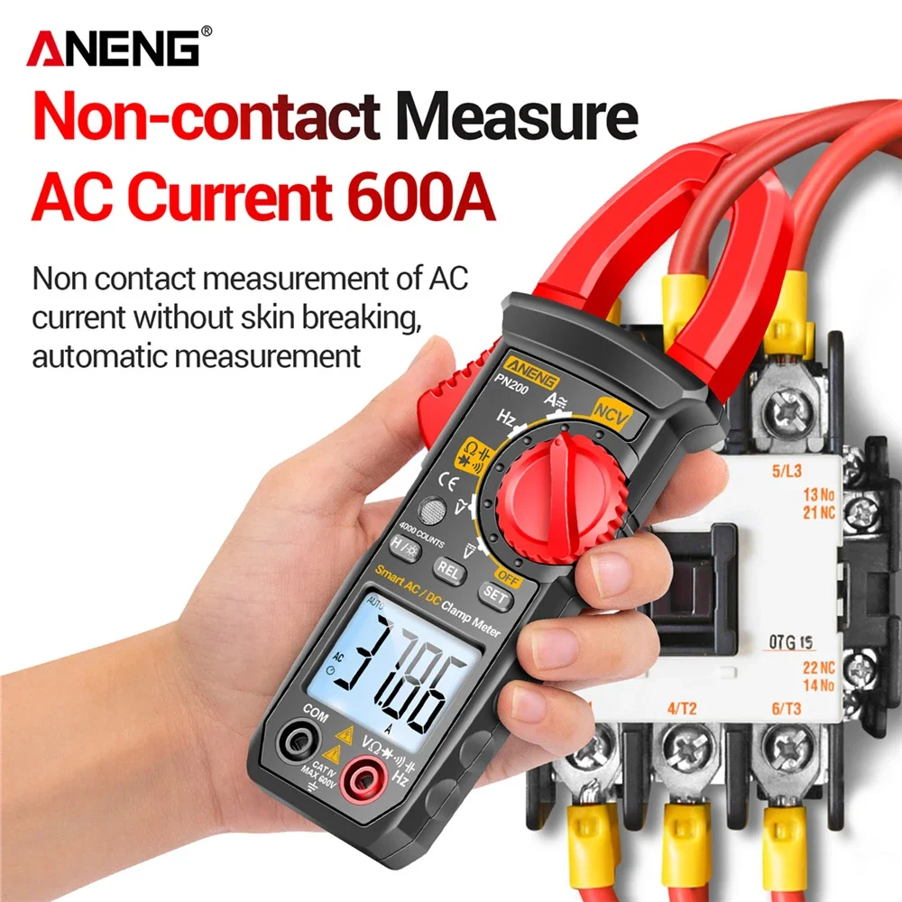 ANENG PN200 Digital Clamp Meter DC/AC 600A Current 4000 Counts Multimeter Ammeter Voltage Tester Car Hz Capacitance NCV Ohm Test