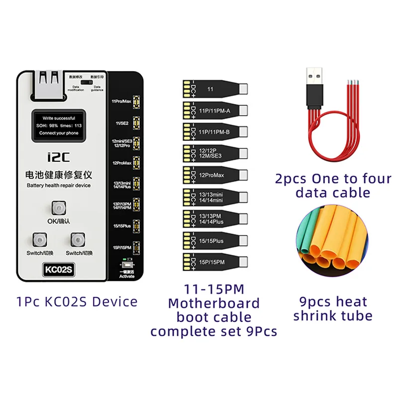 i2C KC02S Battery Health Recovery Device Support IP 11 12 13 14 15 Full Series Battery Problem One-click Activation Instrument