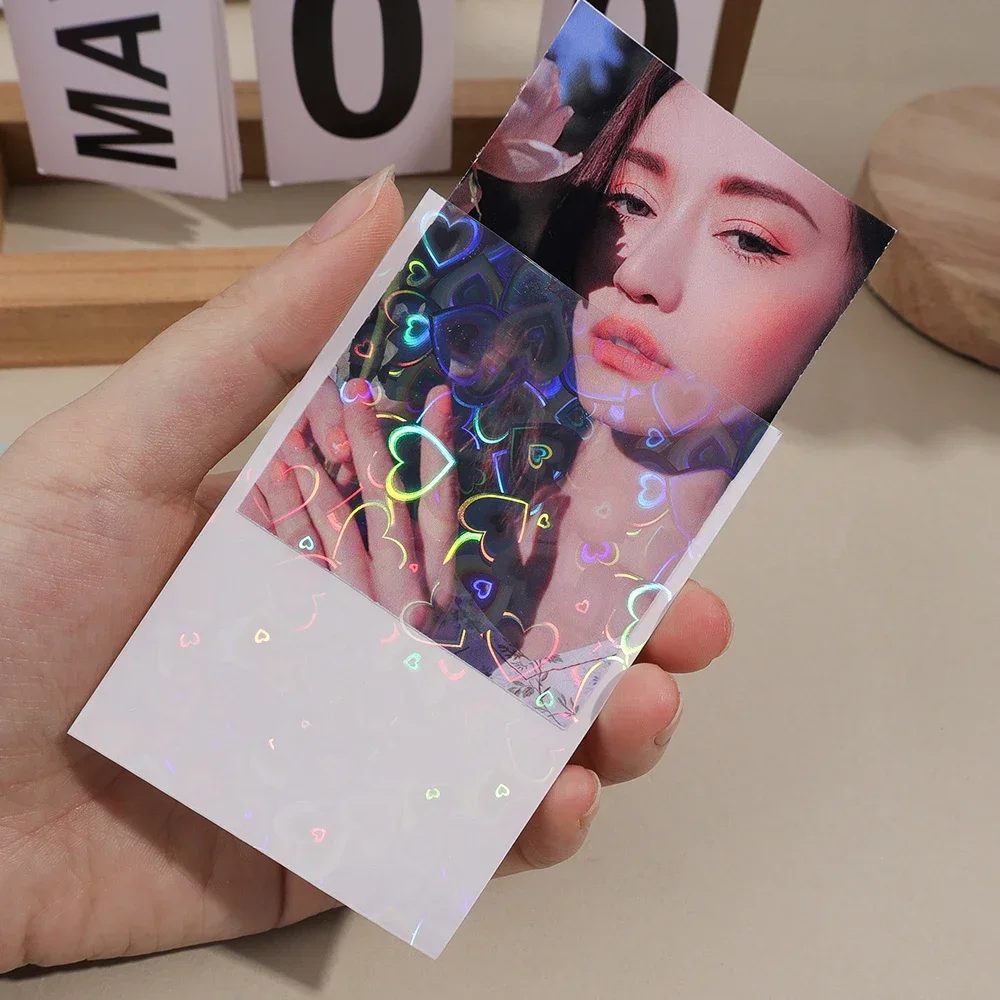 50Pcs/Pack Glittery Colored Kpop Idol Card Holder Photocard Sleeves Love Heart Photo Cards Protective Case Storage Pack Cover