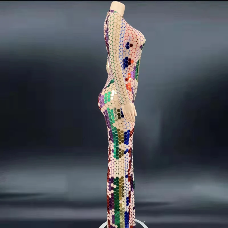 Vestidos de Noche con espejo, vestido transparente, celebración de cumpleaños, fiesta de graduación, traje de actuación, mono de espectáculo de bailarina para mujer