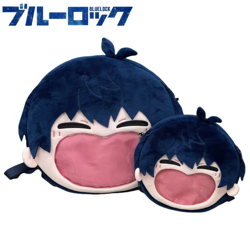 

Плюшевый рюкзак Bigmouth с синим замком Isagi Yoichi Itabag, портативное хранилище большой емкости, полупрозрачное хранилище предметов, периферийные устройства аниме