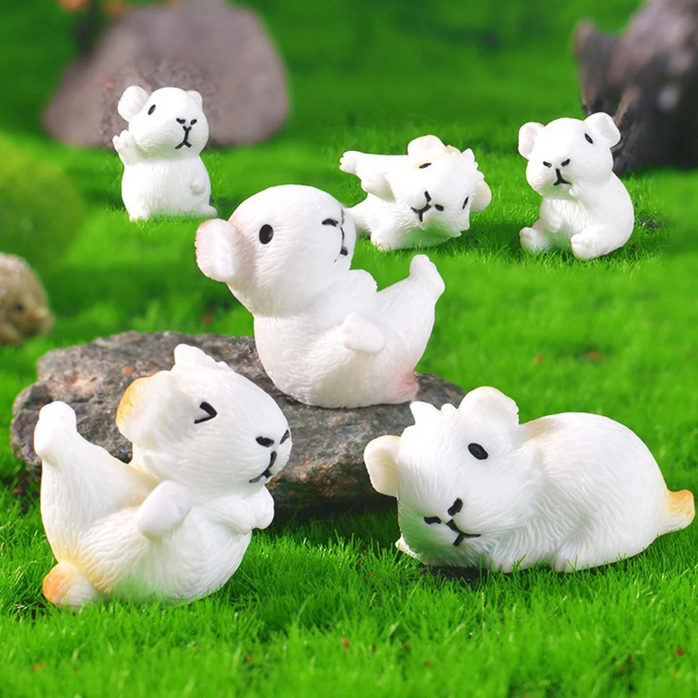 

6Pcs Lifelike Guinea Pig Resin Sculpture Miniature Gardening Landscape Decorations Flowerpot Accessories Resin Animal Statue