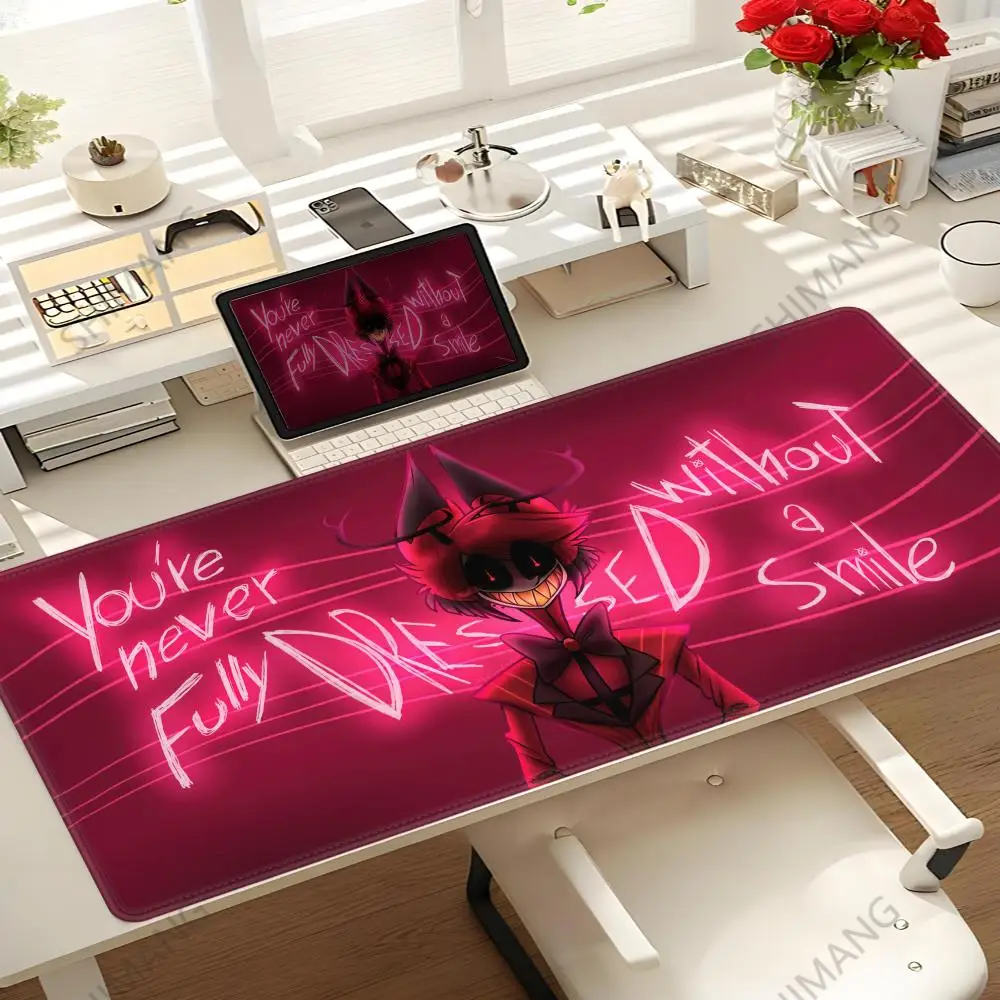 

H_HazbinS HotelS A_Alastor Mouse Pad Gaming cartoon Locking Edge Mousepad Tapete de Mesa para Laptop