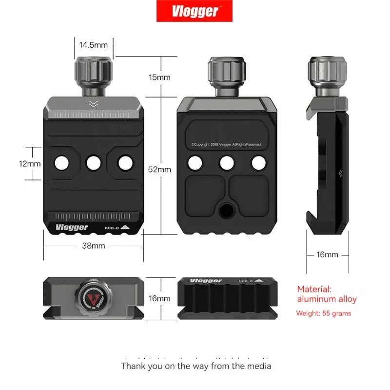 Vlogger piastra a sgancio rapido per DJI RS2 RSC2 Ronin-S Gimbal Zhiyun weebill S ARRI feiyutech G6 max stabilizzatore Camera Cage 1/4