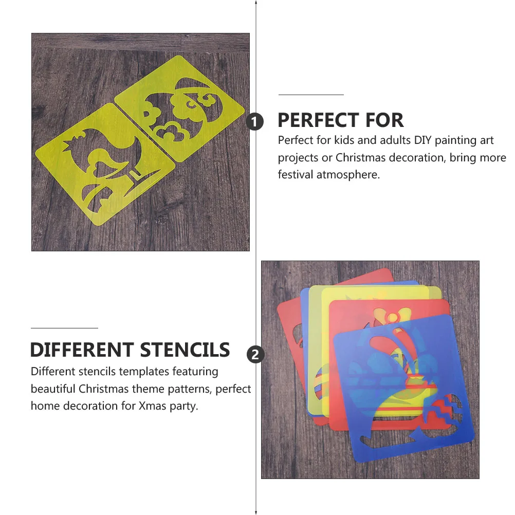 12 قطعة استنسل رسم عيد الميلاد قوالب مجوفة DIY لوحة عيد الميلاد الحرف اليدوية للأطفال قوالب رسم عيد الميلاد