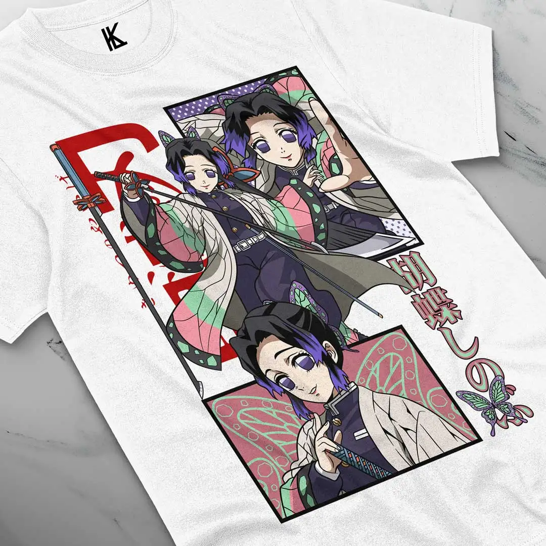 Shinobu Kocho T-Shirt Demon Slayer Kimetsu No Yaiba Design Anime Gift Tee S-5XL Cotton