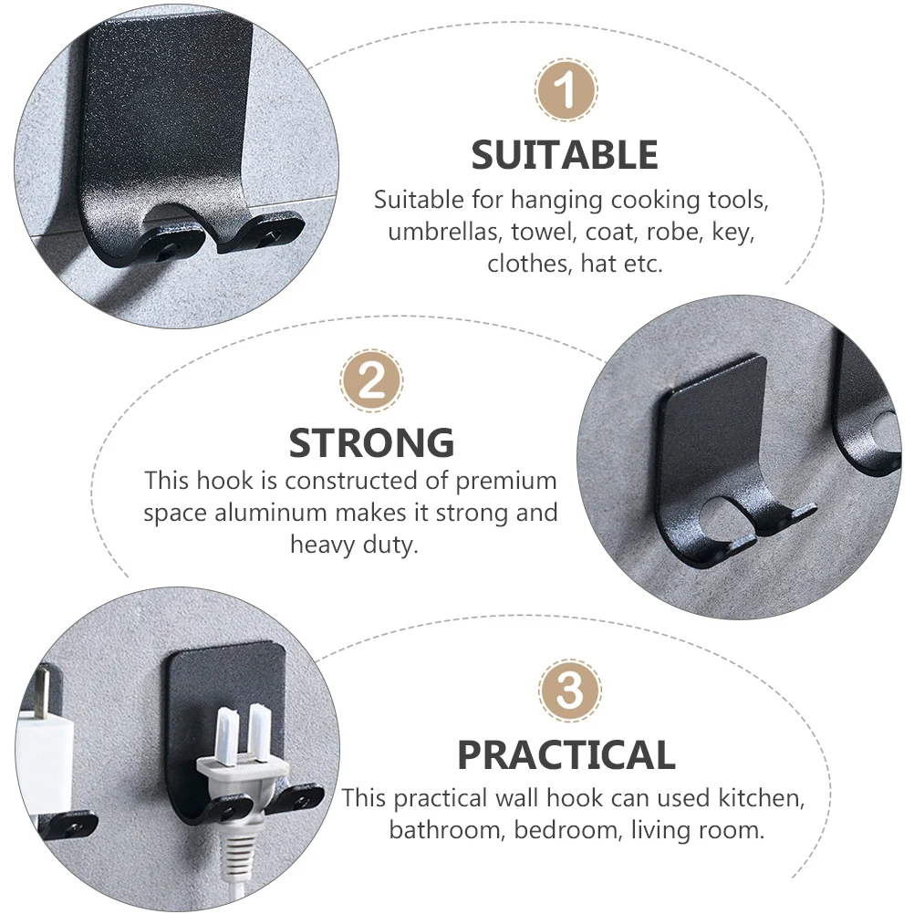 

4 Pcs Razor Hanger Shaver Hook Stand Plug Holder up Punch-free Rack Space Aluminum