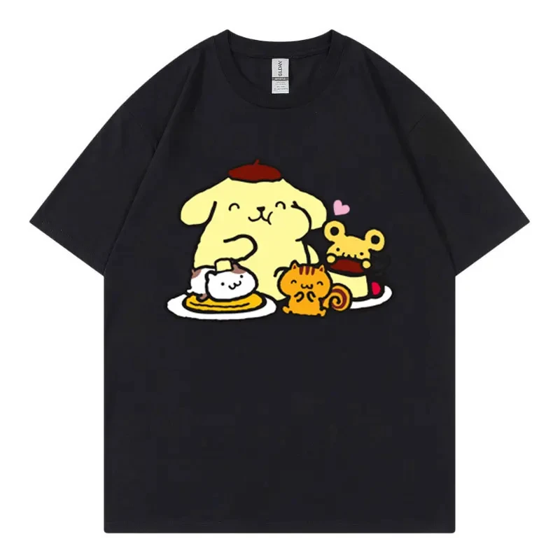 

Pure Cotton Children's T-shirt Pudding Dog Print 2026 Summer New Item for Boys and Girls Casual Parent-child Wear Short Sleeved