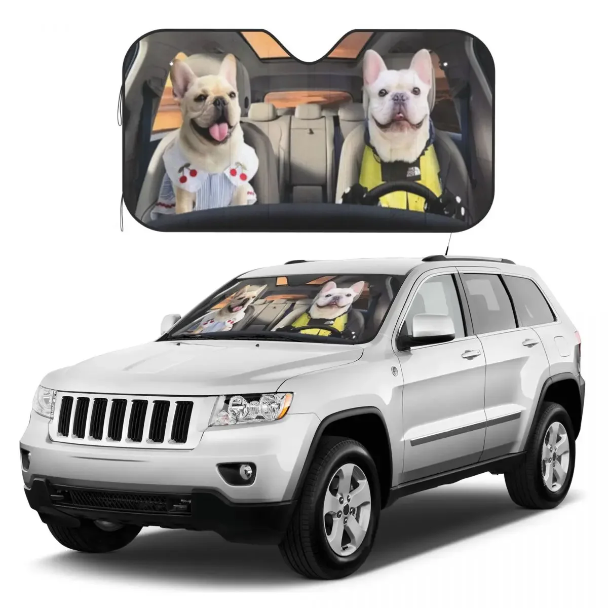 ADORABLE BULLDOG COUPLE Sunshades Reflector Anti Uv Custom Car Sunshade Sun Shade