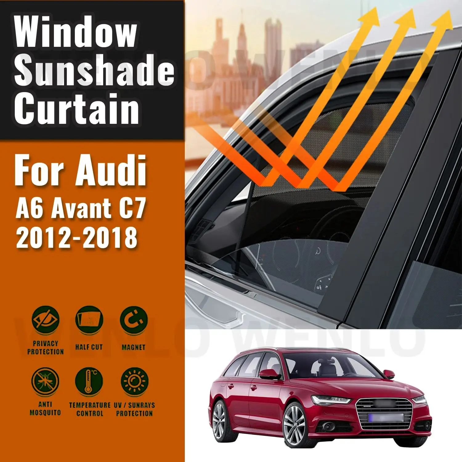 For Audi A6 C7 Avant 2013 2014 2015 2016 2017 2018 Car Sunshade Front Windshield Frame Curtain Rear Side Window Sun Shade Visor