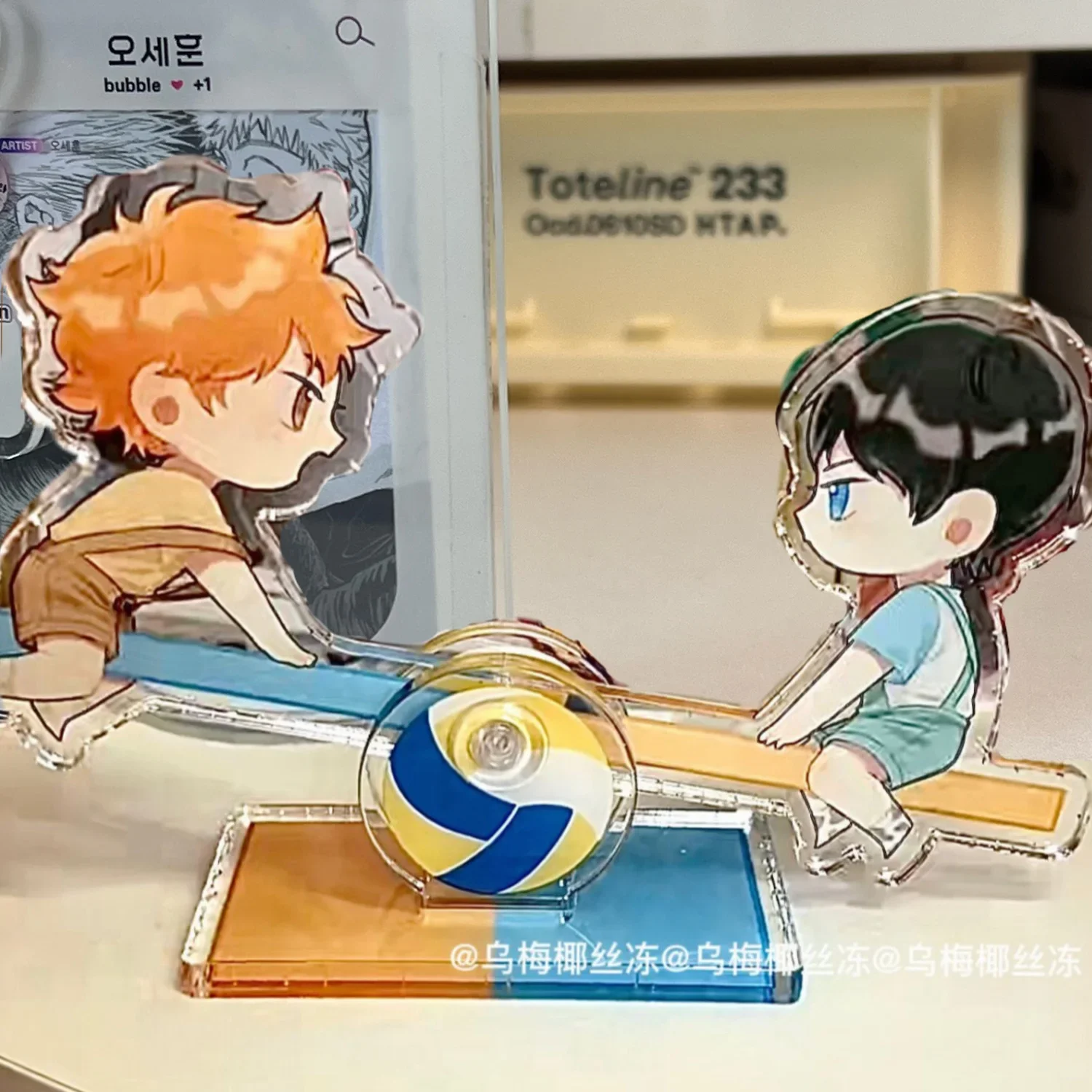 Anime Haikyuu!! Shoyo Hinata Tobio Kageyama Cosplay Cartoon Swaddable Acrylic Seesaw Standing Sign Desktop Decoration Xmas Gift