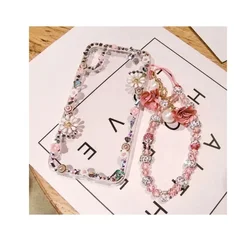 Luxury Diamond Bling Clear Case for Samsung Galaxy S23 S22 S21 S24 Ultra S10 Plus Note20 Case, Flower Crystal Bracelet Pendant