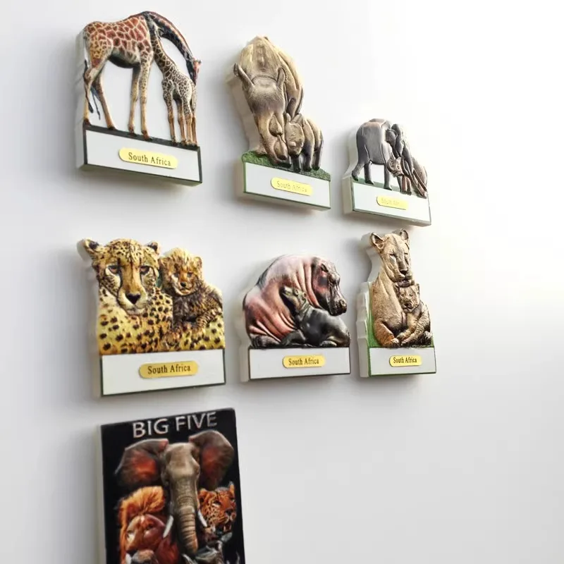 Africa South Africa Cute silly Germinate travel souvenir decorative crafts Leopard Hippo Lion Magnetic refrigerator sticker