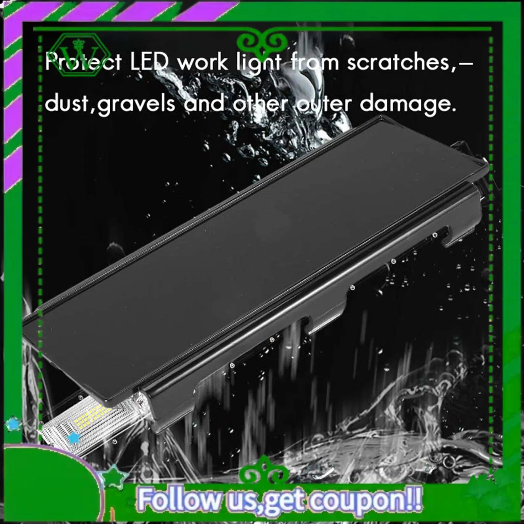 غطاء حماية AC34-52 بوصة باللون الأسود لشاحنة شريط إضاءة LED منحنية مستقيمة