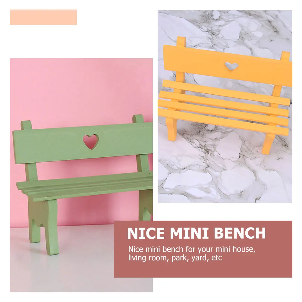 

2pcs Wooden Miniature Mini House Prop Miniature Park Bench Wood Mini Bench For Fairy Garden Yard Sand Table Micro Landscape
