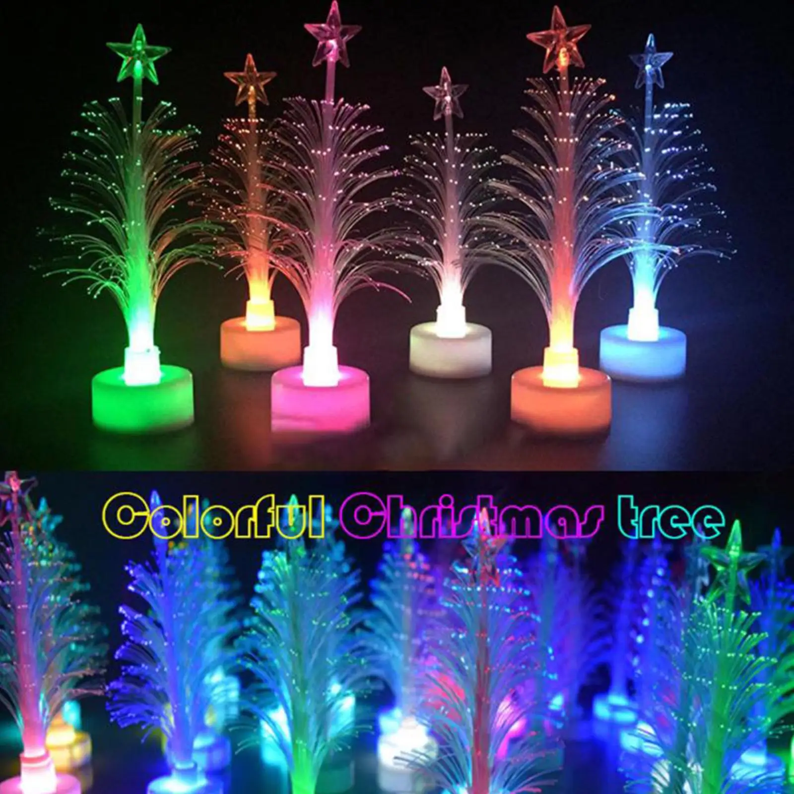 1pc Colorful Led Fiber Optic Nightlight Children Xmas Led Tree Decoration Gift Light-up Lamp Toy Light Xmas Mini Night Chri G6h4