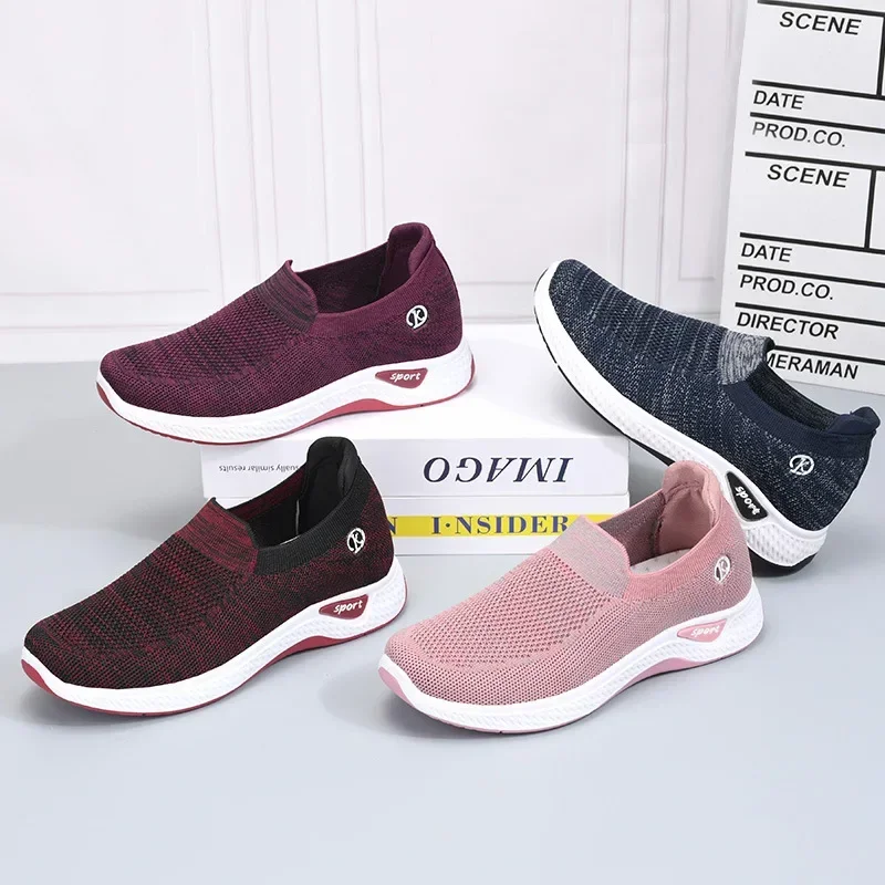 Women Vulcanized Shoes Slip on Flats Shoes Female Autumn Loafers Walking Shoes Ladies Casual Mesh Breathable Sneakers Footwears