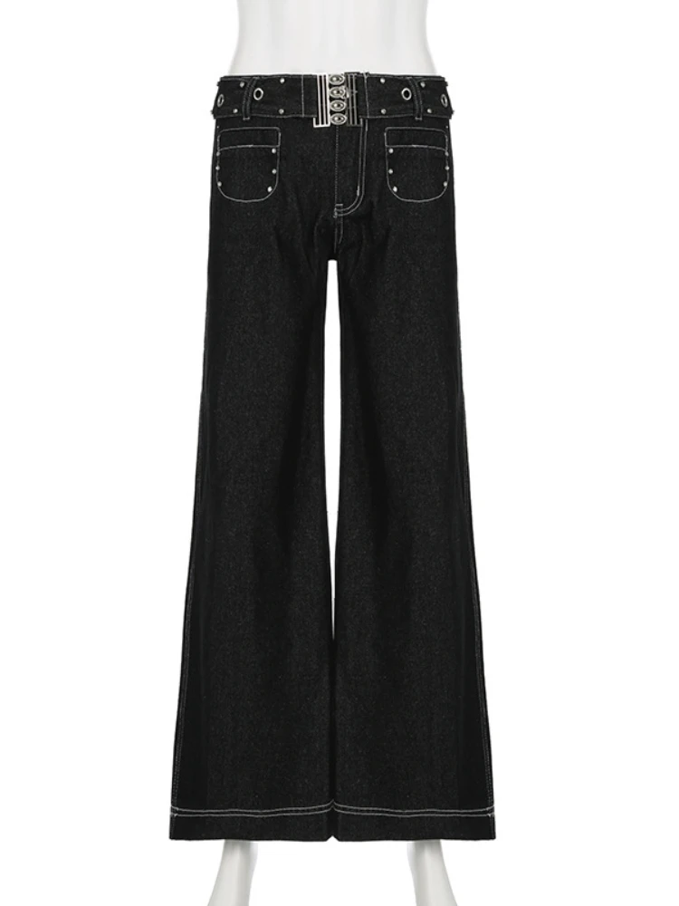 AltGoth-pantalones de mezclilla gótica para mujer, ropa de calle Vintage Harajuku Y2k e-girl, pantalones de pierna ancha de cintura alta Emo Alt,