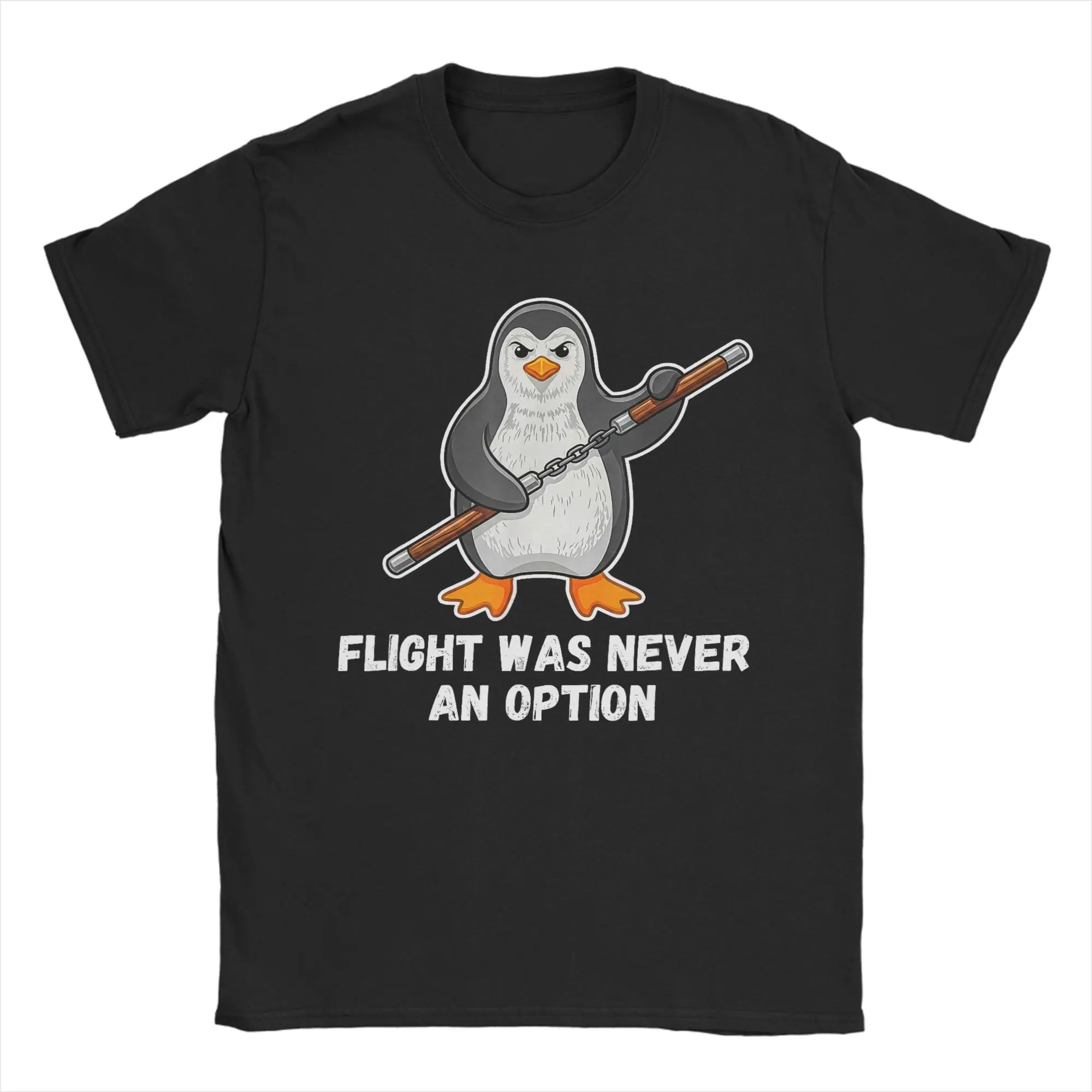Flight was Never an Option Funny Penguin T Shirt Couple Vintage T-Shirts Beach Crewneck Hippie Tee Shirt Plus Size Clothing