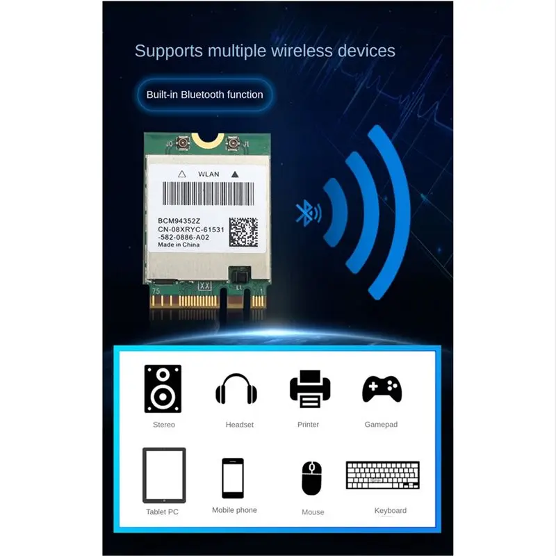 

Двухдиапазонная беспроводная Wi-Fi карта OK Dual Band BCM94352Z NGFF M.2 1200 Мбит/с Bluetooth 4.0 NGFF 802.11Ac WLAN-адаптер DW1560