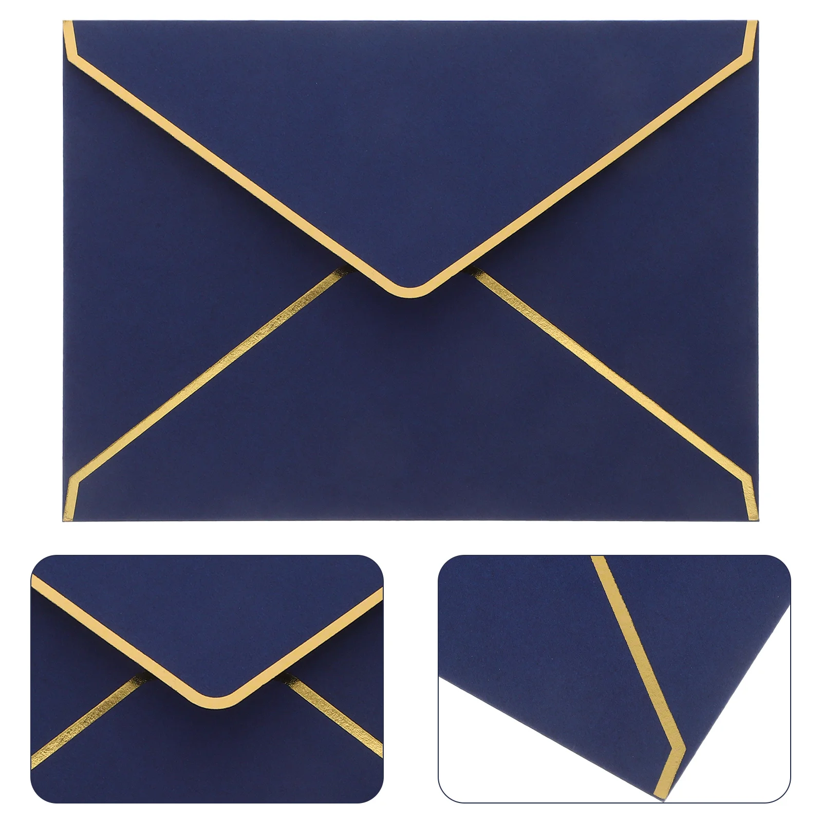 

50Pcs V-Flap Envelopes Wedding Invitations 7.3x5.3 Thick Paper Gold Foil Border Elegant Cards Shower Graduation Party