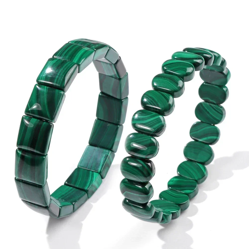 Echte Natürliche Malachit Perlen Armbänder Für Frauen Männer Edelstein Quadratischen Stein 5A Hohe Qualität Grün Malachit Elastische Armband – Detail 1