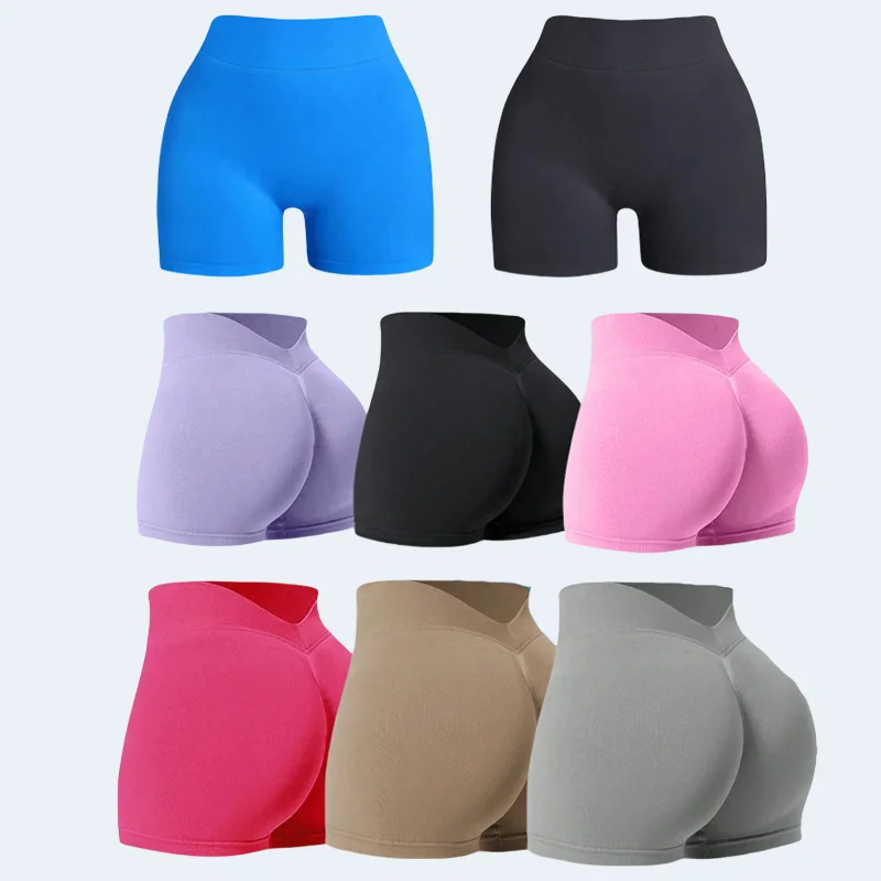 

8 Colors Women V Waist Push up Yoga Shorts Gym Fitness Sports Wear Seamless Leggings Workout Running Scrunch Shorts Clothes LOGO