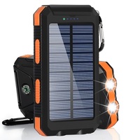 20000mAh Solar Power Bank Large Capacity External Battery Fast Charging Portable Powerbanks lanyard Compass Waterproof Outdoor