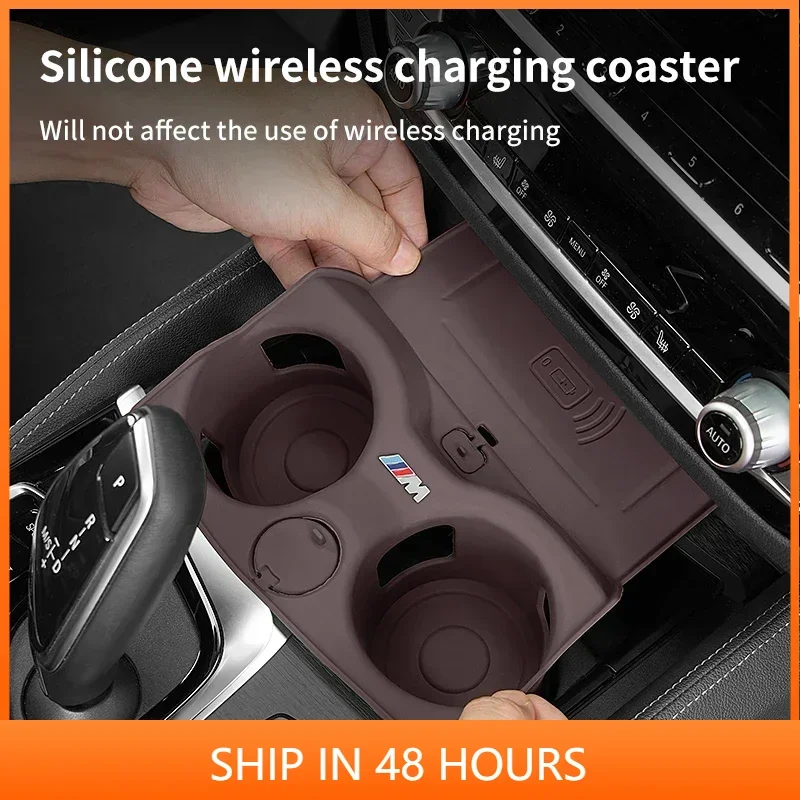 -Silikon-Auto-Getränkehalter-Untersetzer, zentrale Steuerung, kabelloses Ladepad für BMW 3 5er G30 G32 6GT X3 X4 ix3 G01 G02 G22 G20