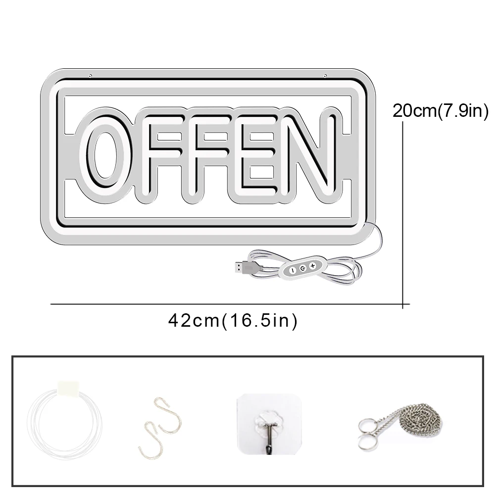 ป้ายไฟเปิดหลายภาษาขนาด 42x20 ซม. ฐานอะคริลิคใสพร้อมไฟนีออน LED หรี่แสงได้สำหรับร้านค้าทั้งหมดของโลกกว้าง