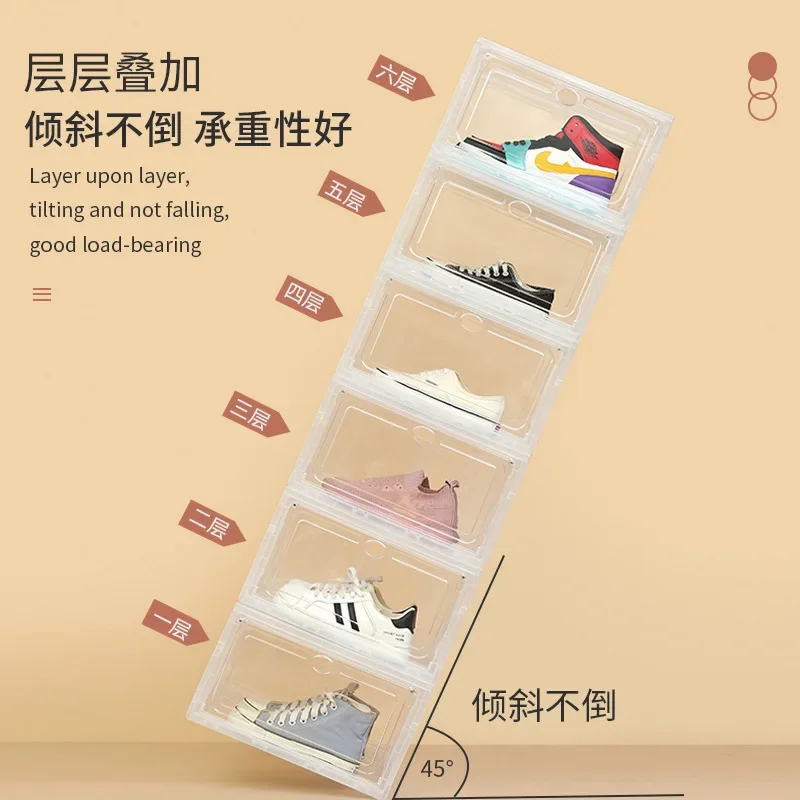 Installation-free Folding Shoe Box Transparent Brand New Acrylic Thickened Shoe Box Home Shoe Storage Supplies Sneaker Box