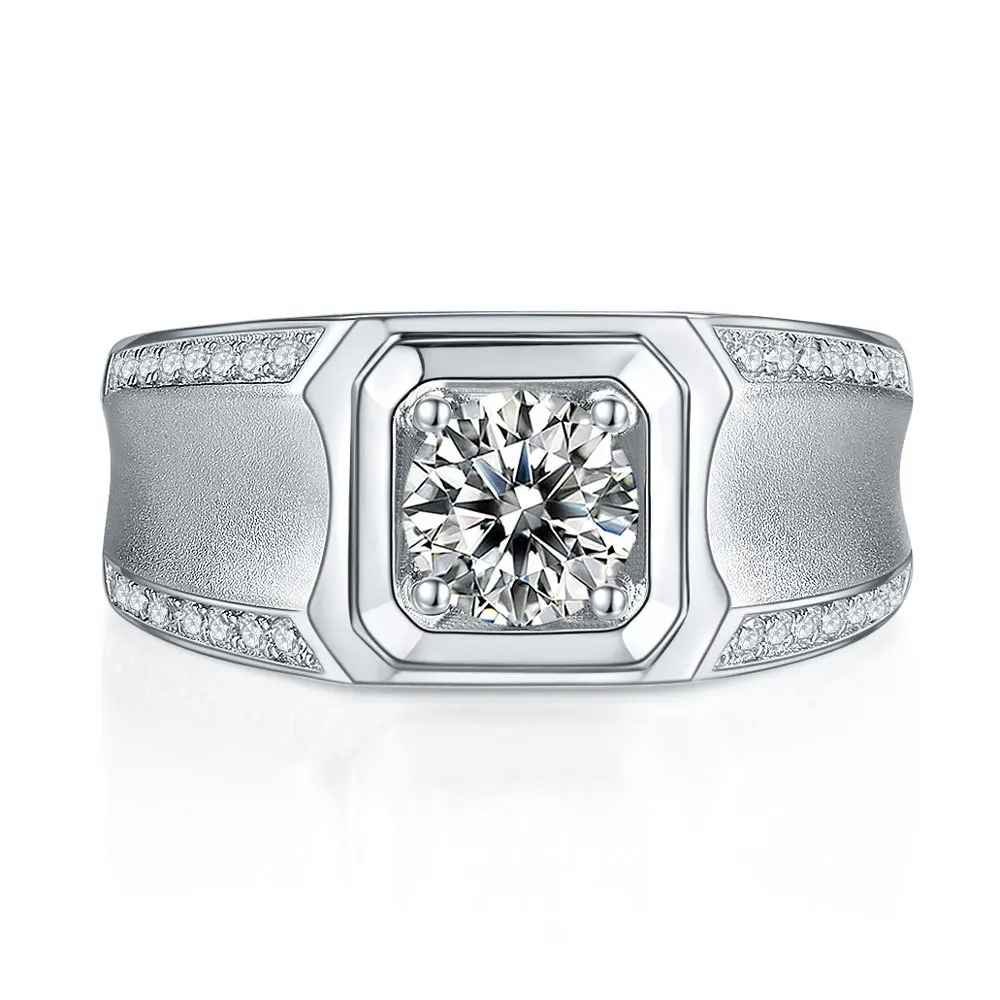 

18K gold PT950 platinum S925 silver 7-layer electroplated gold ring men's wide face diamond ring moissanite personalized ring