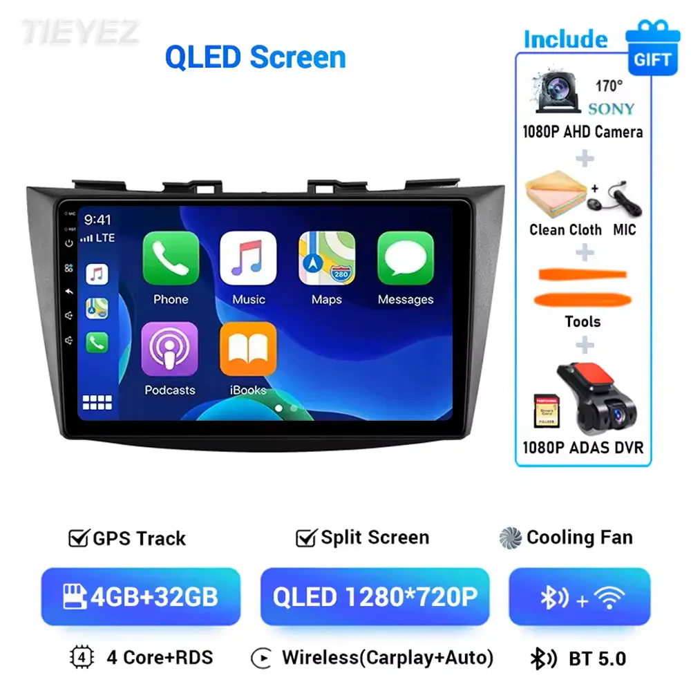 Android 16 autoradio voor Suzuki Swift 4 2011-2017, stereo multimedia videospeler, GPS, draadloze Carplay head unit