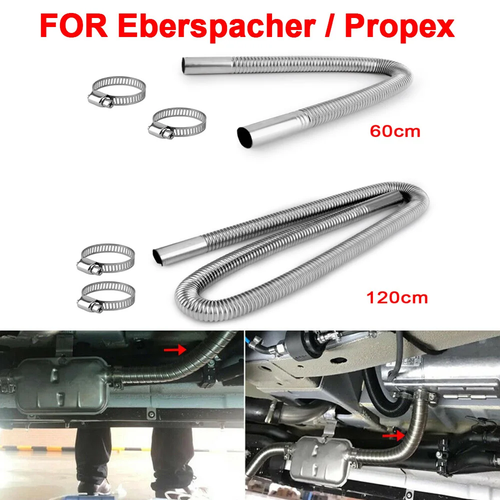 Stainless Steel Air Parking Heater Exhaust Pipe 60cm 120cm LD 2.5CM Tube Gas Vent Hose For Eberspacher And Propex Heaters