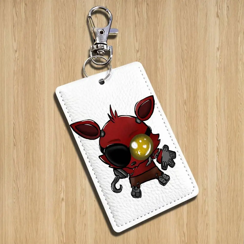 กระเป๋าใส่บัตรหนังพร้อมพวงกุญแจรูปสี่เหลี่ยมผืนผ้าลาย A-FnafS ปี 2026 สำหรับใส่บัตรประจำตัว บัตรเข้าออก พร้อมห่วงคล้องกุญแจ