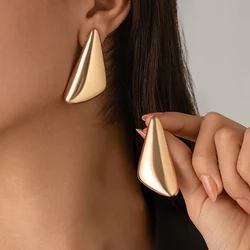 IngeSight.Z Punk Hip Hop Metal Geometric Triangle Stud Earrings Women's Vintage Aesthetics Gold Color Earrings Trendy Jewelry