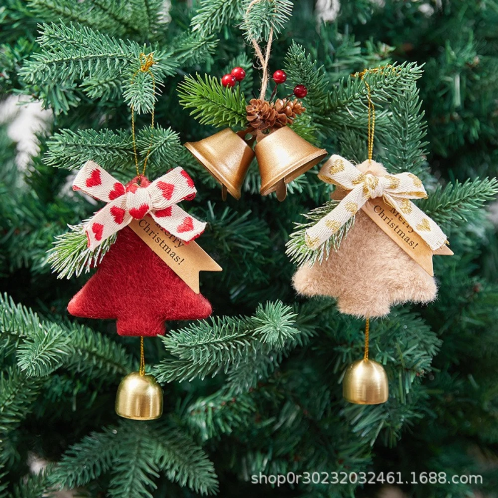 

2 Pieces Christmas Decorations Small Bell Pendants Bow Felt Christmas Tree Car Door Hanging Ornaments Wind Chimes Atmosphere
