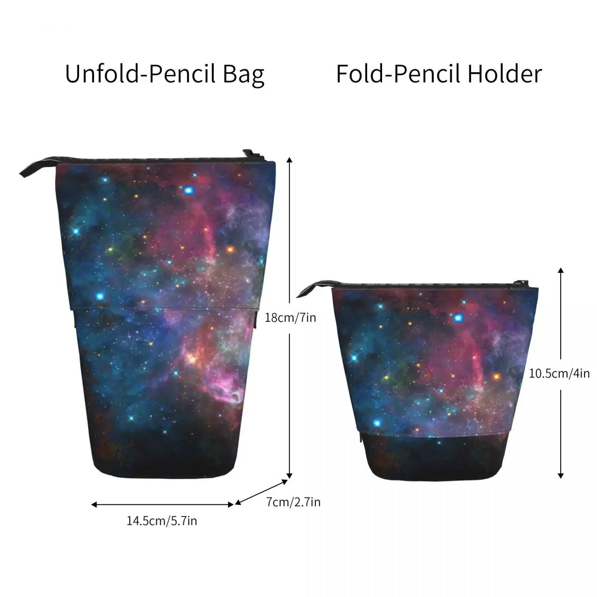 Galaxy Starry Sky Pen Box Escola Estudante Zipper Pen Bag Criança Papelaria Bag Pencase Vertical Retrátil Lápis Case