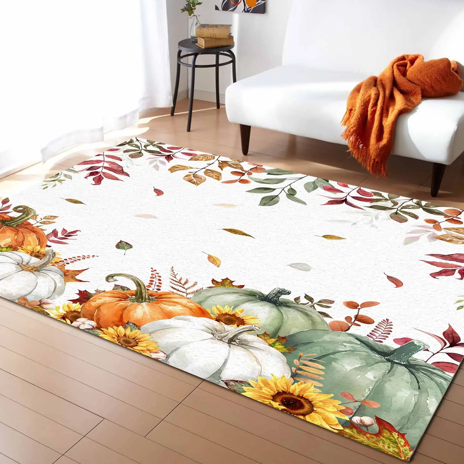 

Thanksgiving Autumn Leaf Sunflowers Carpet For Home Living Room Bedroom Bedside Decor Large Area Rug Teen Room Decor Carpet