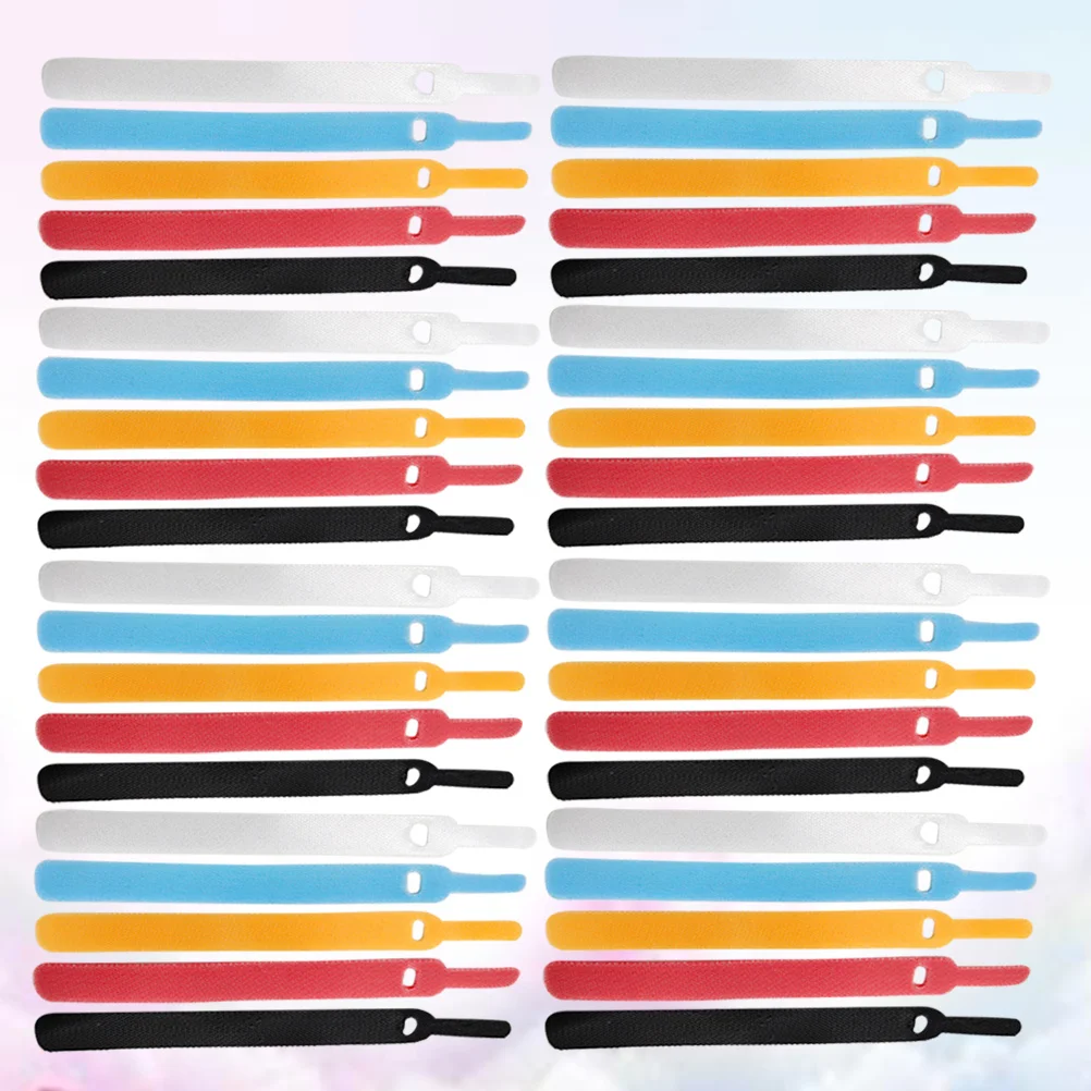 

100Pcs Tape Cable Ties Nylon Self-Adhesive Wire Organizer for Guitar Computer Cables Red Blue Yellow Black White Each