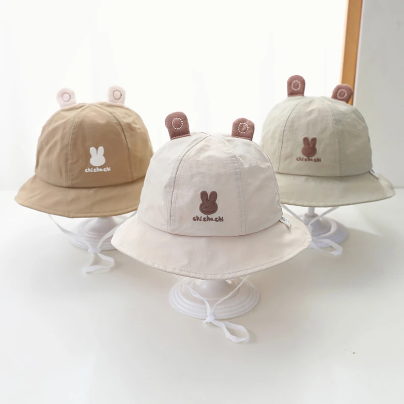 4 Colors Spring Outdoor Boys Girls Quick Drying Fisherman Hat Cute Cartoon Hat For Baby Kids Sunshade Caps 3-36M