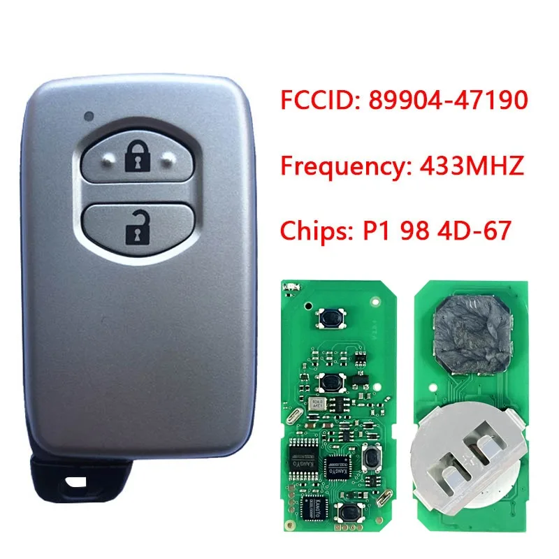 CN007169 llave remota inteligente del coche del mercado de accesorios B74EA P1 98 4D-67 Chip 433MHz F433 89904-47190 Go Fob sin llave para Toyota Prius 2009 +