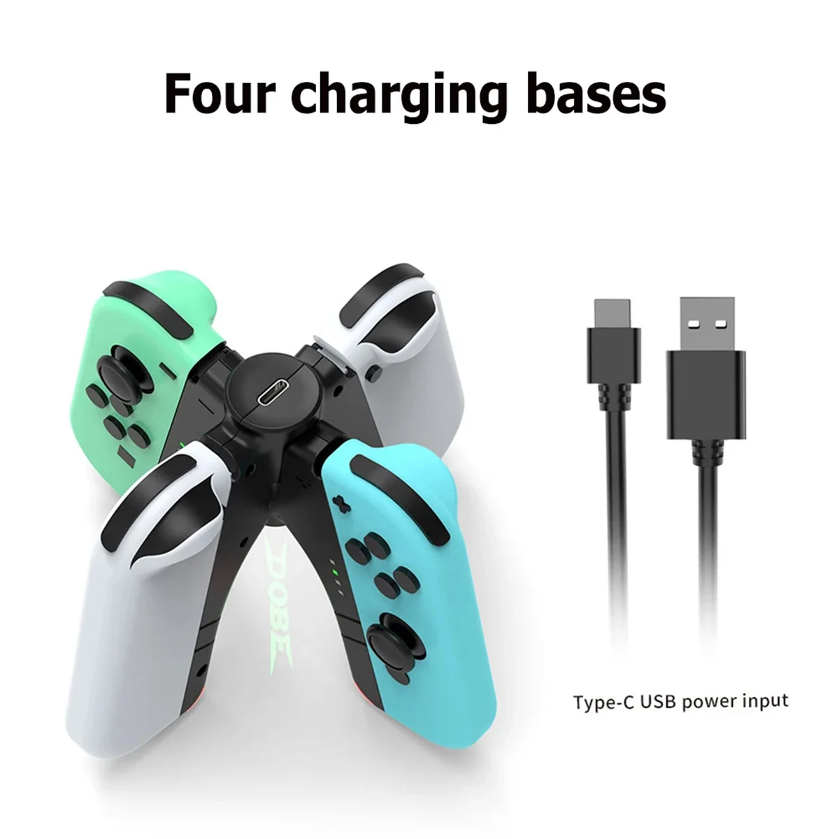 4-in-1 Game Controller Charger Grip for / Controller Charger Joycon Handle Charging