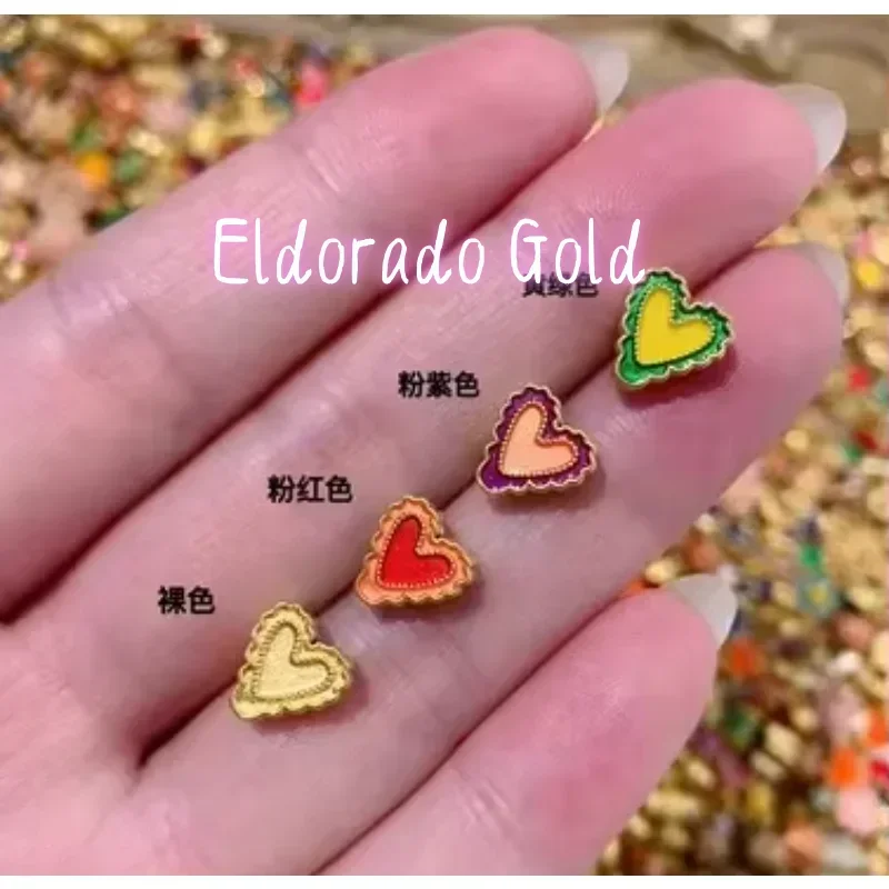 

Eldorado Gold 24k gold loose beads heart shape charms colorful beads gold jewelry accessories