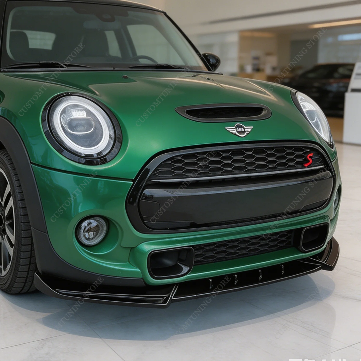 For Mini F55 F56 F57 Cooper S 2013-2018 Pre-Lci Gloss Black Pianted Front Bumper Lip Spoiler Splitter Diffuser Bodykits